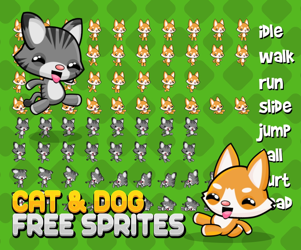 Cat & Dog - Free Sprites | Liberated Pixel Cup