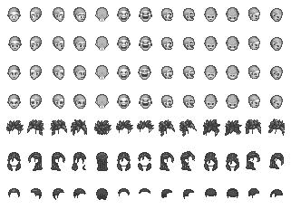 Anime-style male base sprite -- Heads & Hair