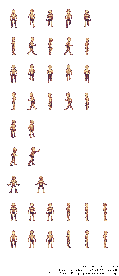 Anime-style male base sprite | Liberated Pixel Cup
