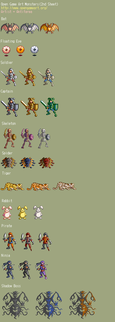 10 more fantasy rpg enemies plus a boss liberated pixel cup liberated pixel cup opengameart org